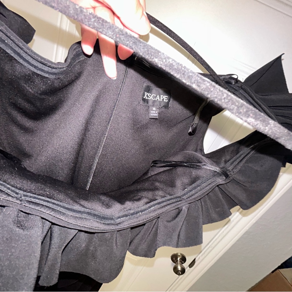 Elegant Black Ruffled Full Length Dress View 5